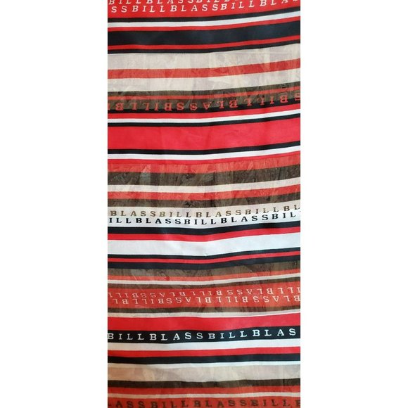 Vintage Striped Red White Blue Bill Blass 1980s American Designer Name Scarf - Picture 2 of 3